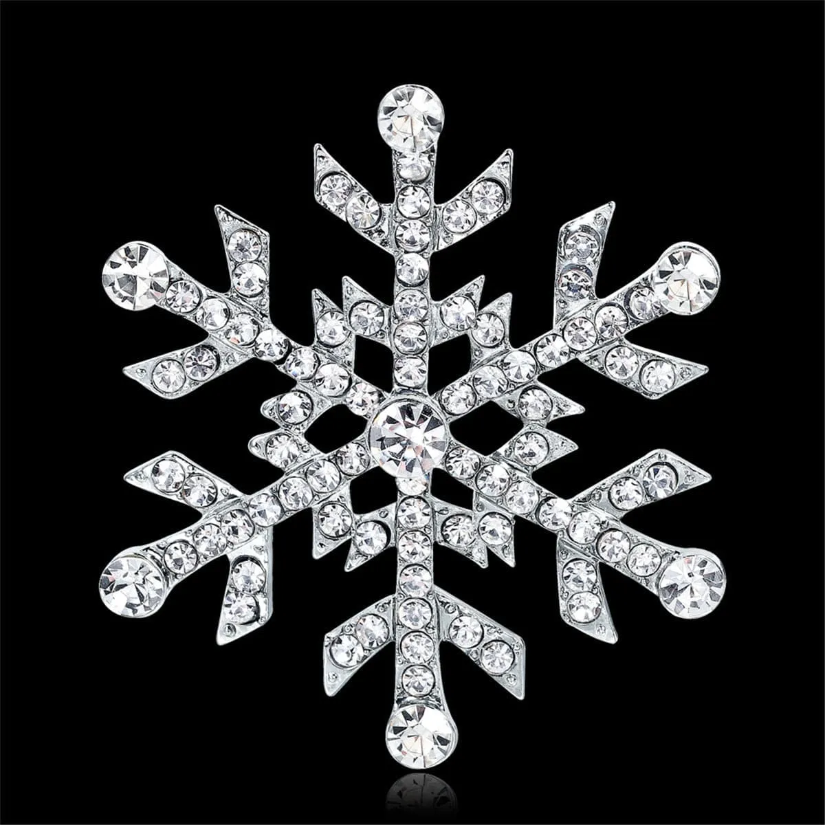 Cubic Zirconia & Silver-Plated Snowflake Brooch