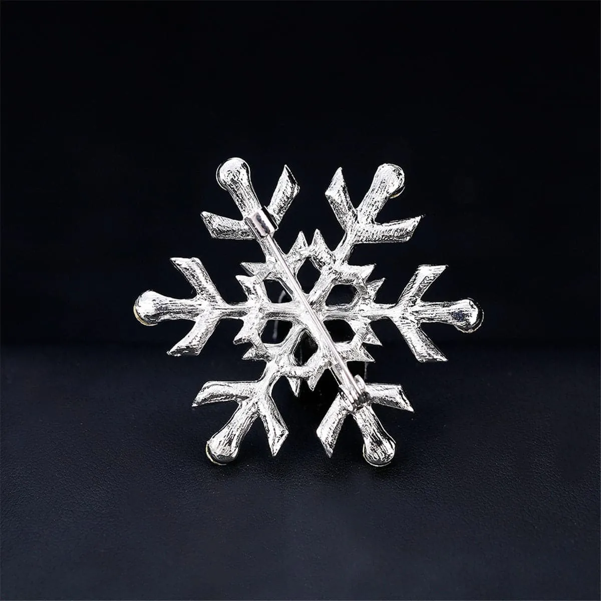 Cubic Zirconia & Silver-Plated Snowflake Brooch