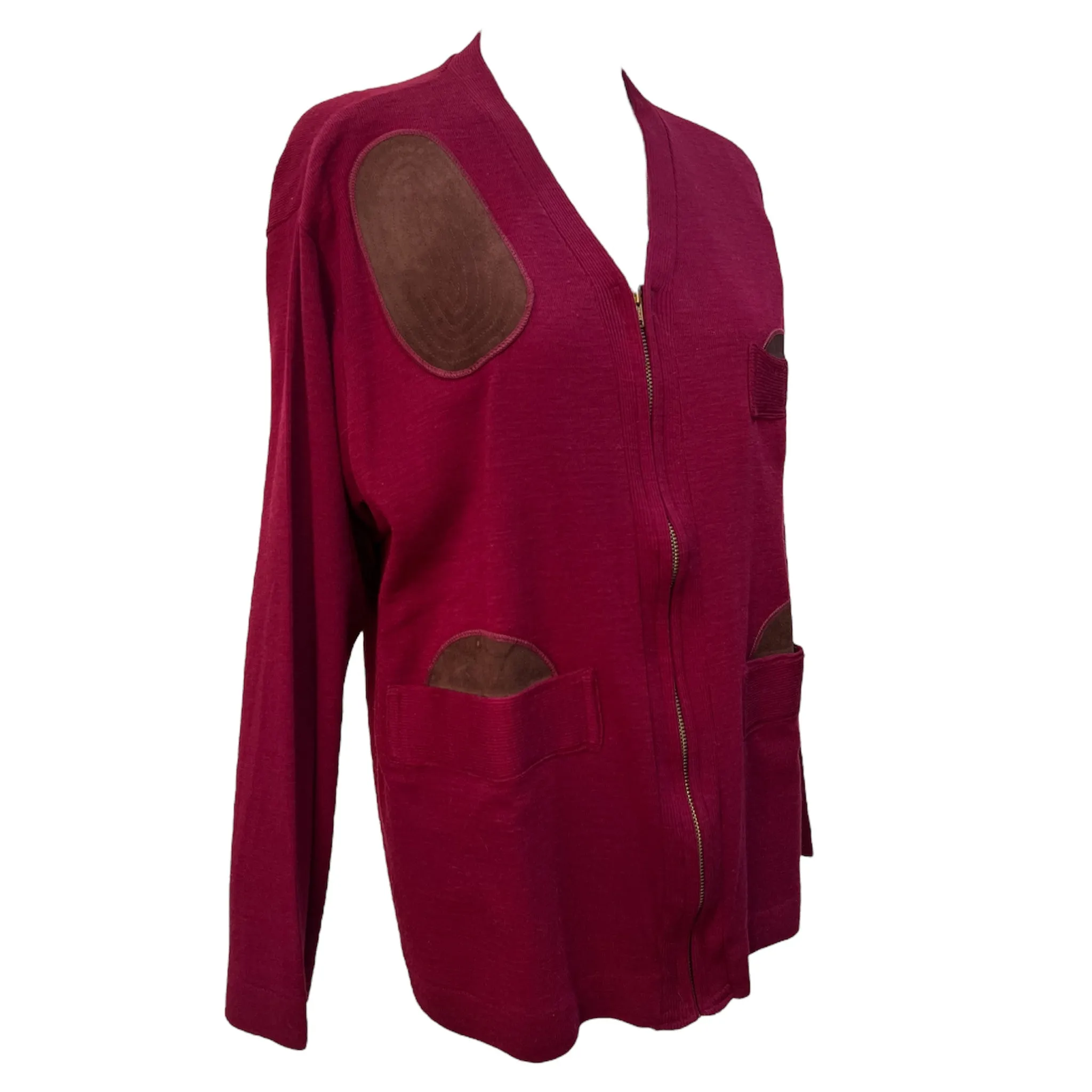 Cumberland 1950's Rare Men's Red Hunting Sweater with Suede Patches