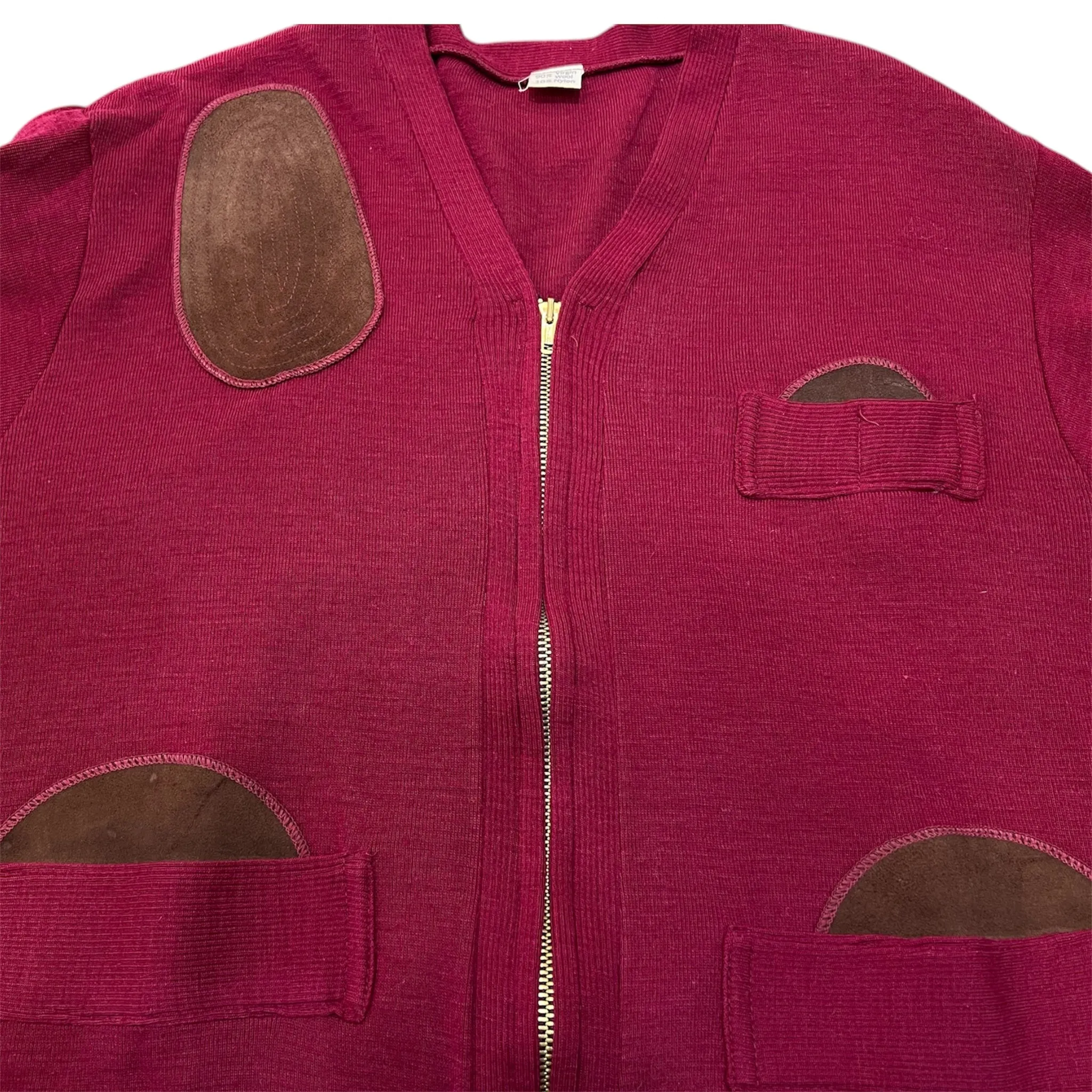 Cumberland 1950's Rare Men's Red Hunting Sweater with Suede Patches