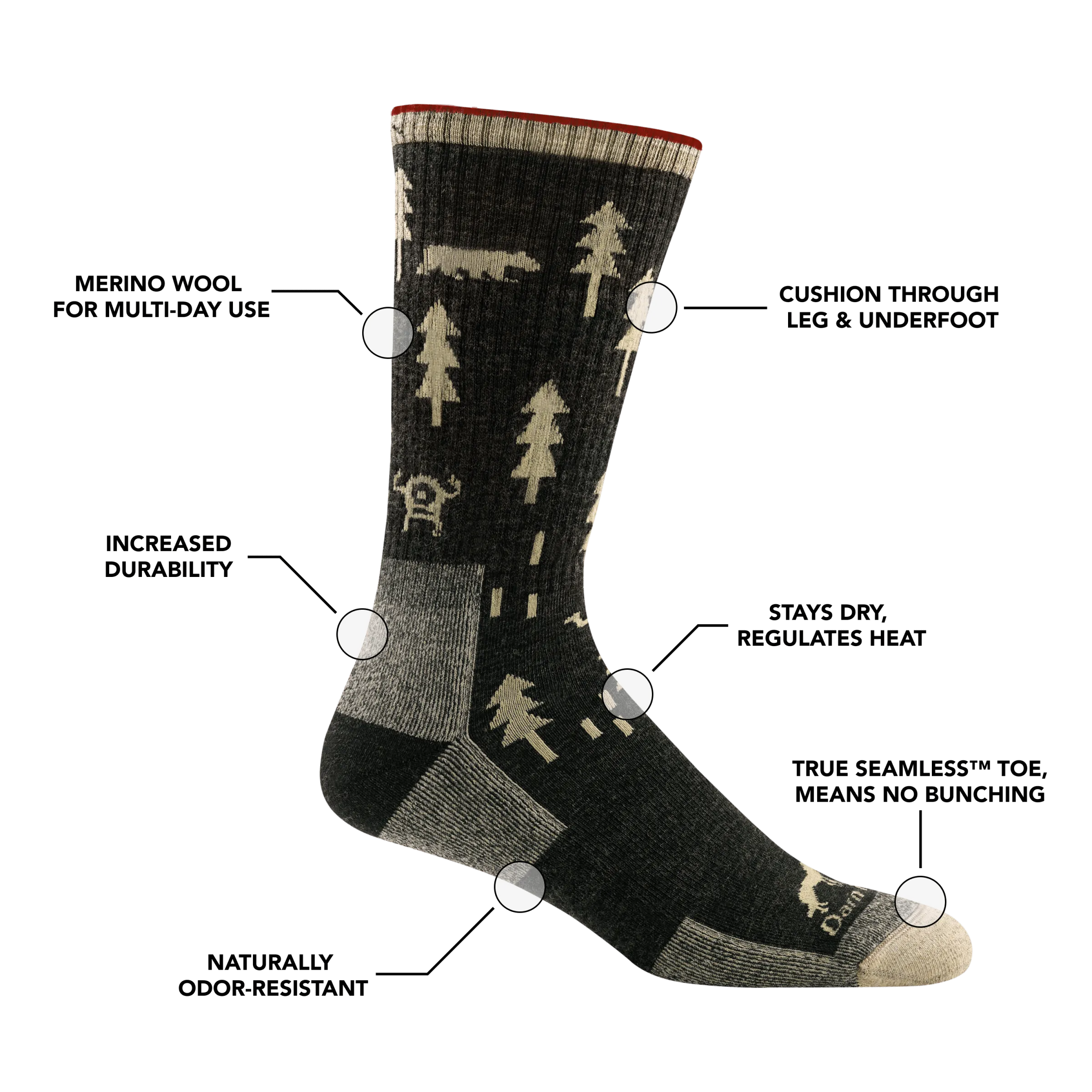 Darn Tough Mens ABC Boot Midweight Hiking Socks