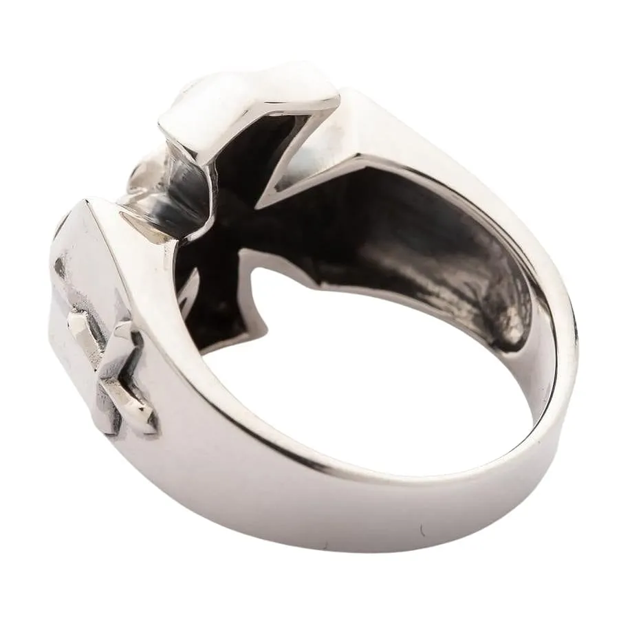 Diamond Cross Sterling Silver Mens Ring