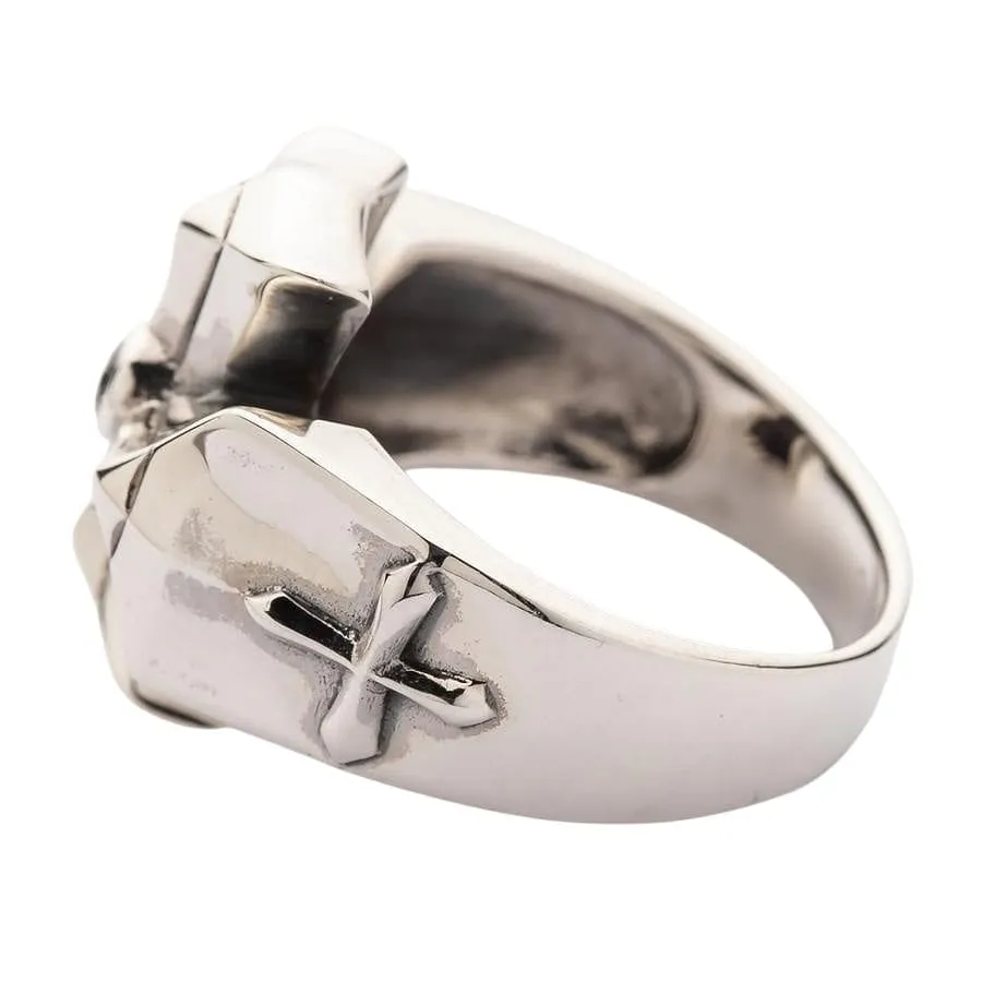 Diamond Cross Sterling Silver Mens Ring