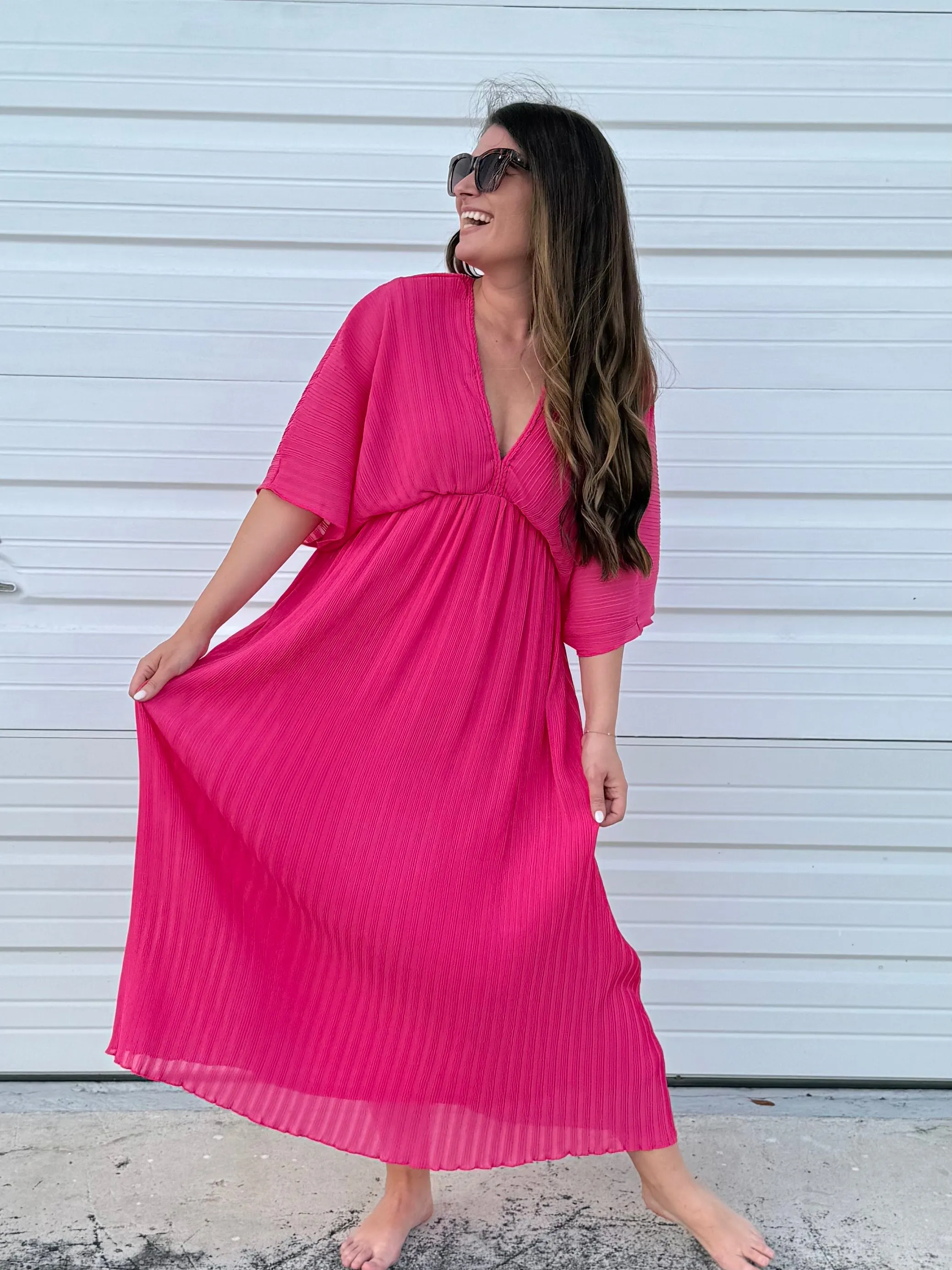 DOORBUSTER: Draped Maxi Dress - Fuchsia by Sew In Love (Ships in 2-3 Weeks)