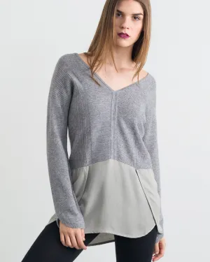 Doriana Mixed Media Double V Pullover