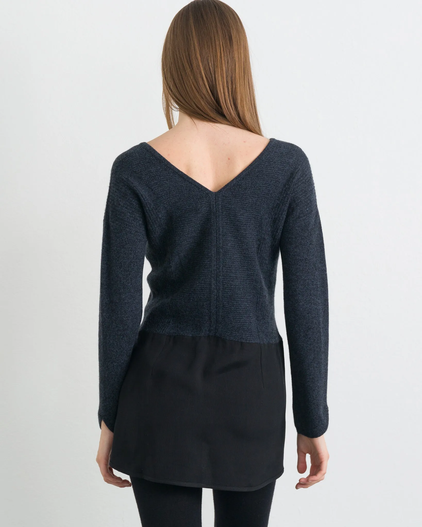 Doriana Mixed Media Double V Pullover
