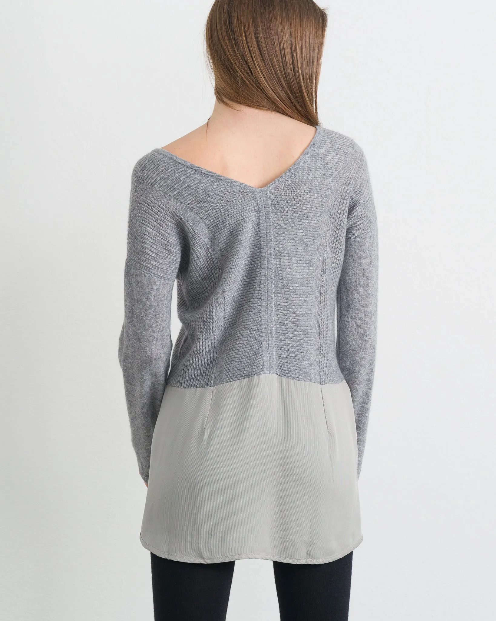 Doriana Mixed Media Double V Pullover