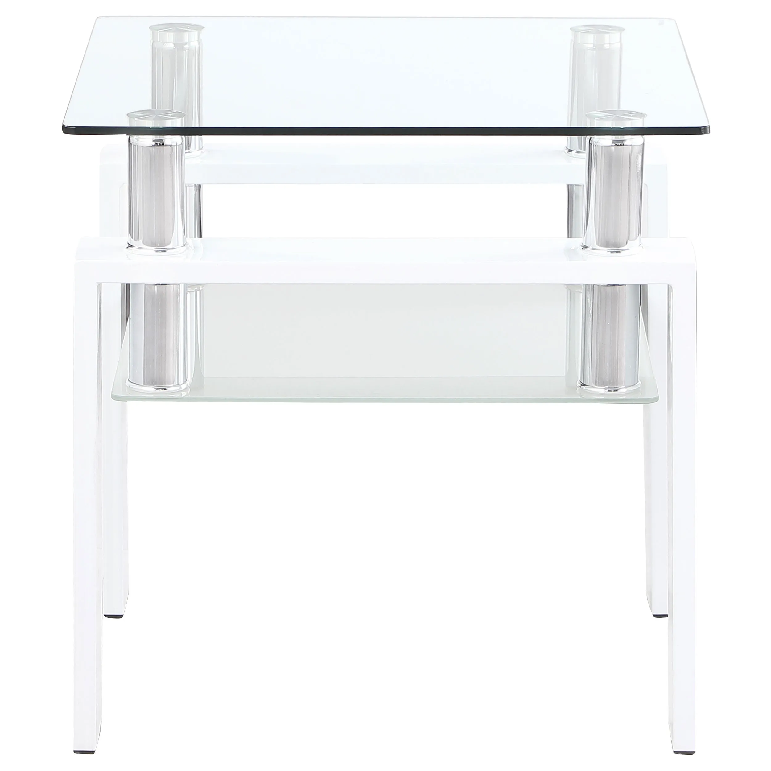 Dyer 1-shelf Square Glass Top Side End Table White