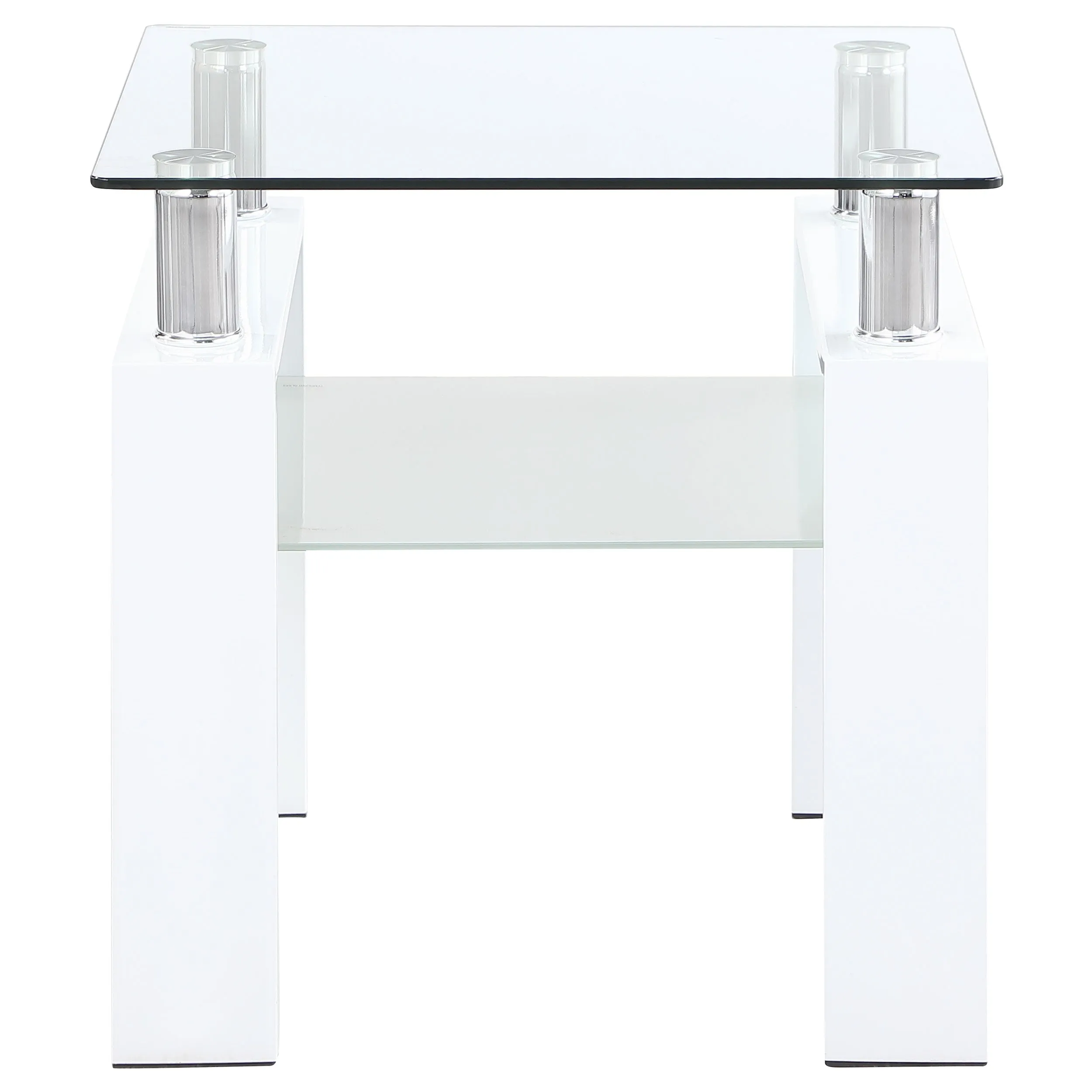 Dyer 1-shelf Square Glass Top Side End Table White