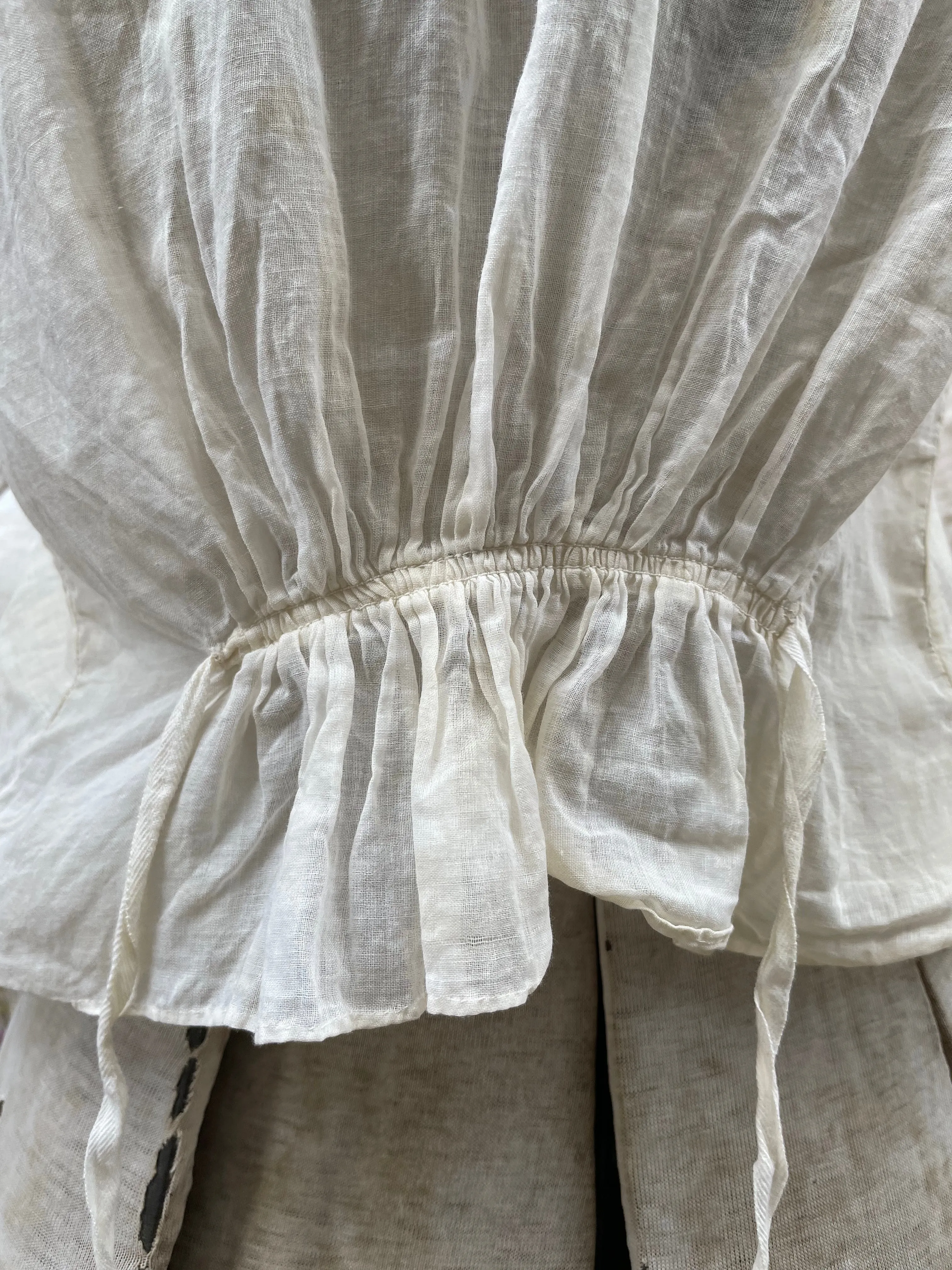 Edwardian Embroidered Bow Cotton Blouse