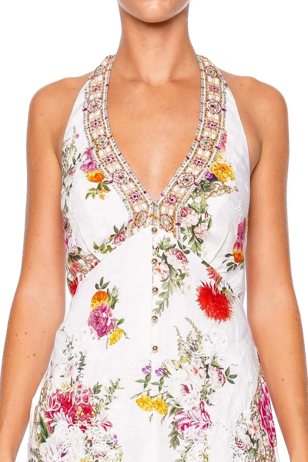 Egyptian Rose Buttoned Halter Playsuit