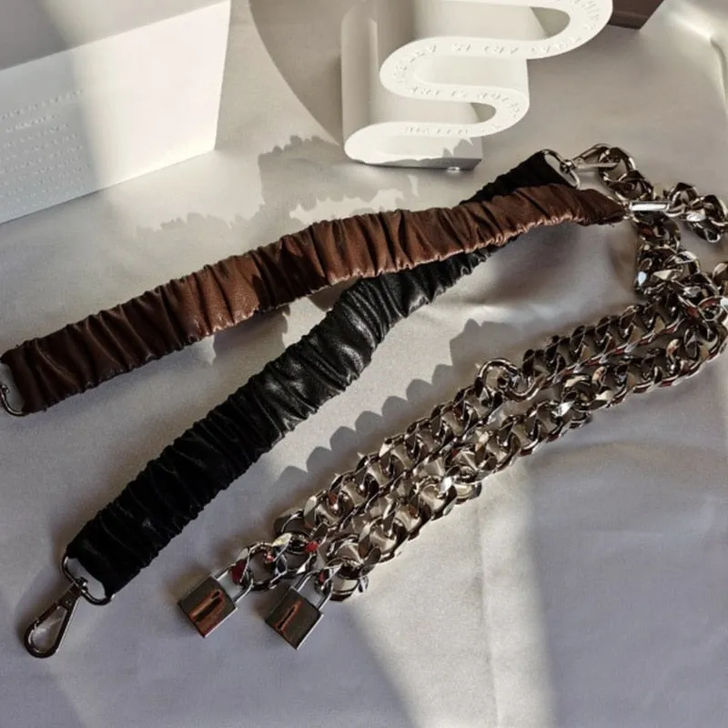 Elastic silver chain belt