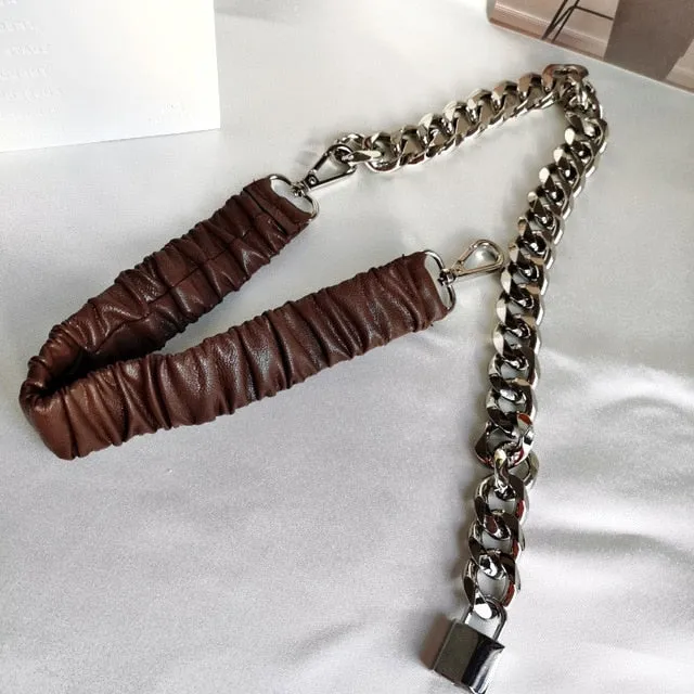 Elastic silver chain belt