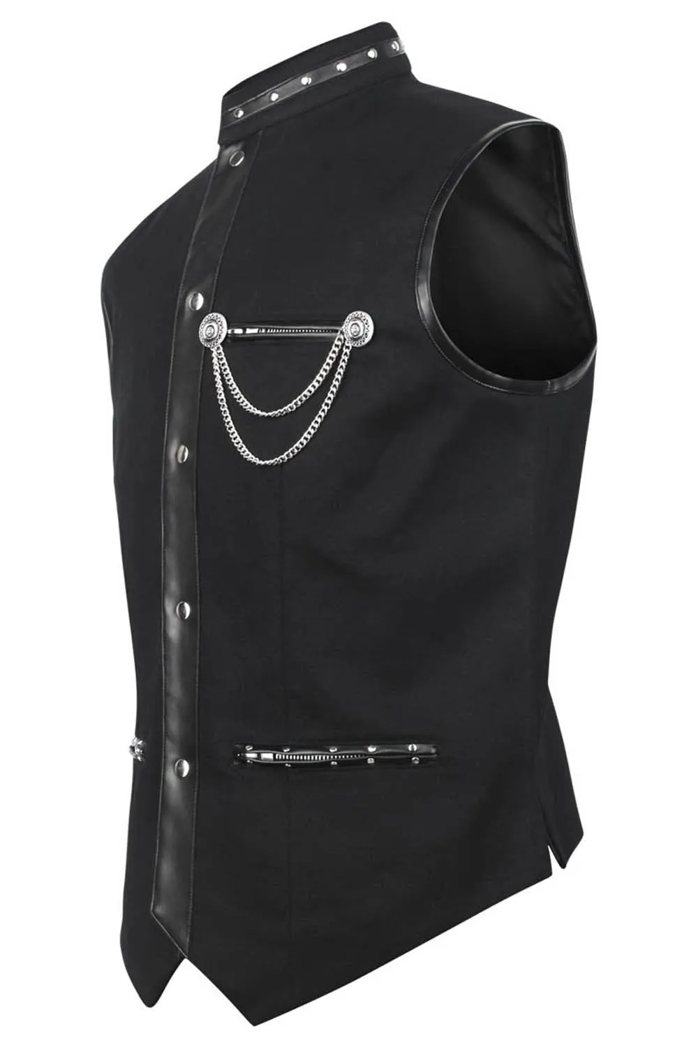 Ellayne Custom Made Gothic Men's Waist Coat in Black Cotton
