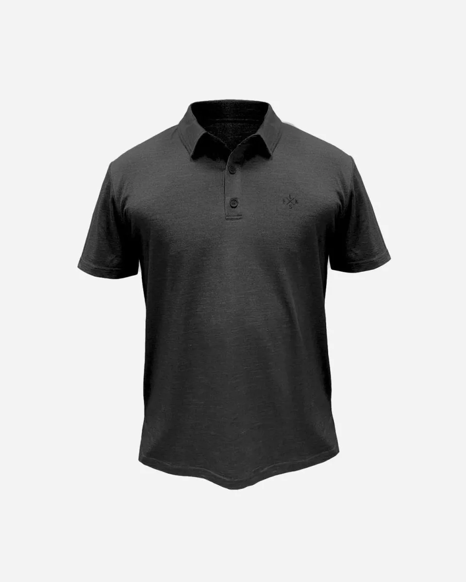 Emb Wool Men's Polo - Dark Grey