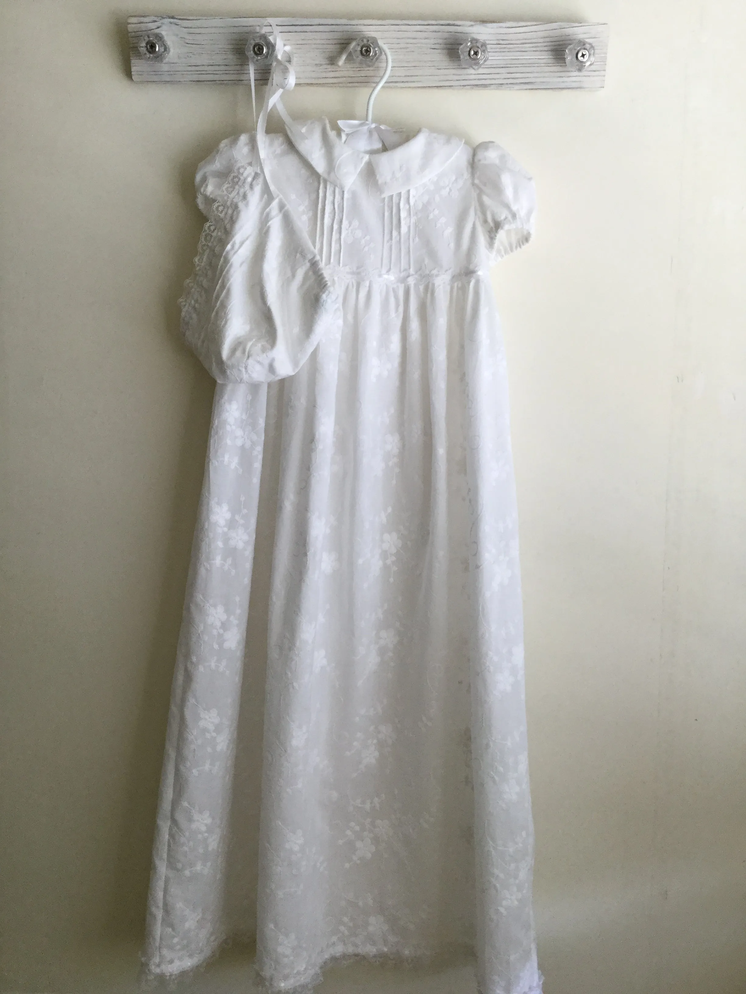 Embroidered Christening Gown with Bonnet