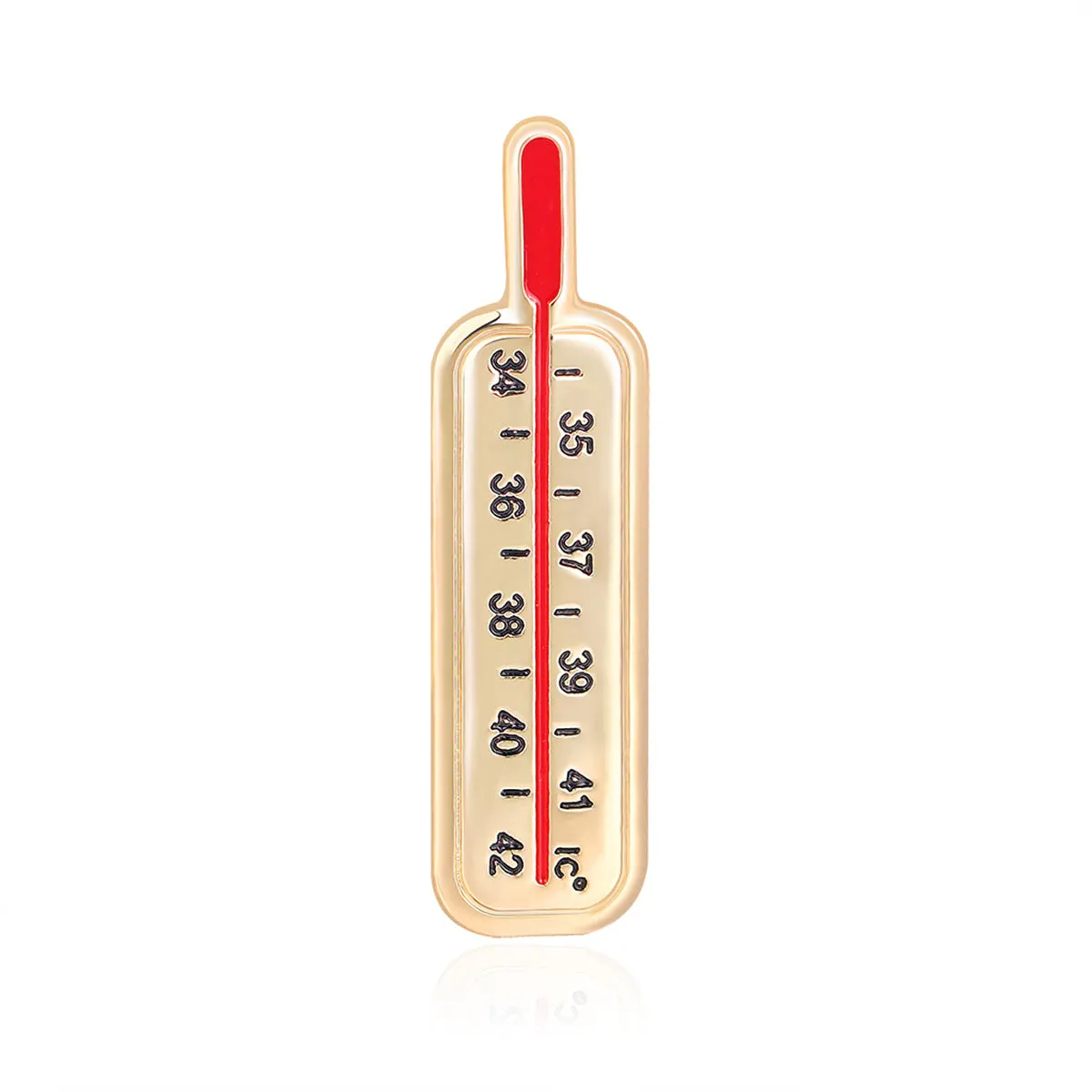 Enamel & 18K Gold-Plated Thermometer Brooch