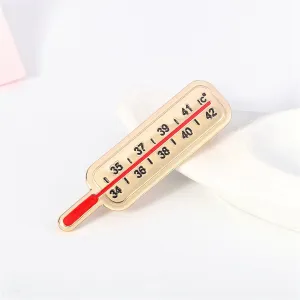 Enamel & 18K Gold-Plated Thermometer Brooch