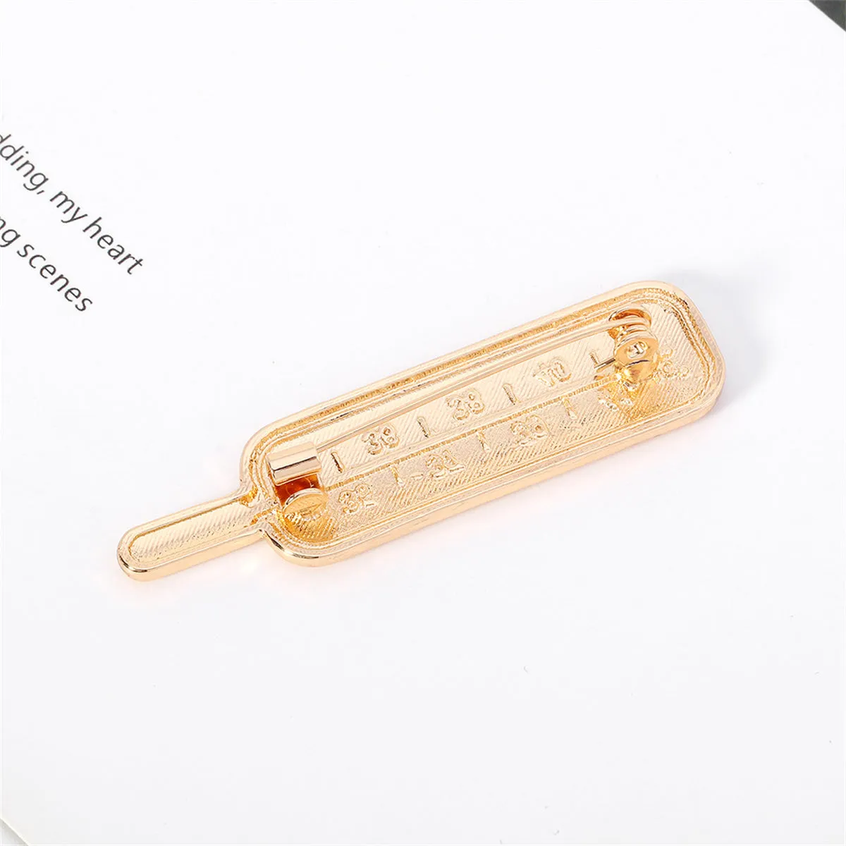 Enamel & 18K Gold-Plated Thermometer Brooch