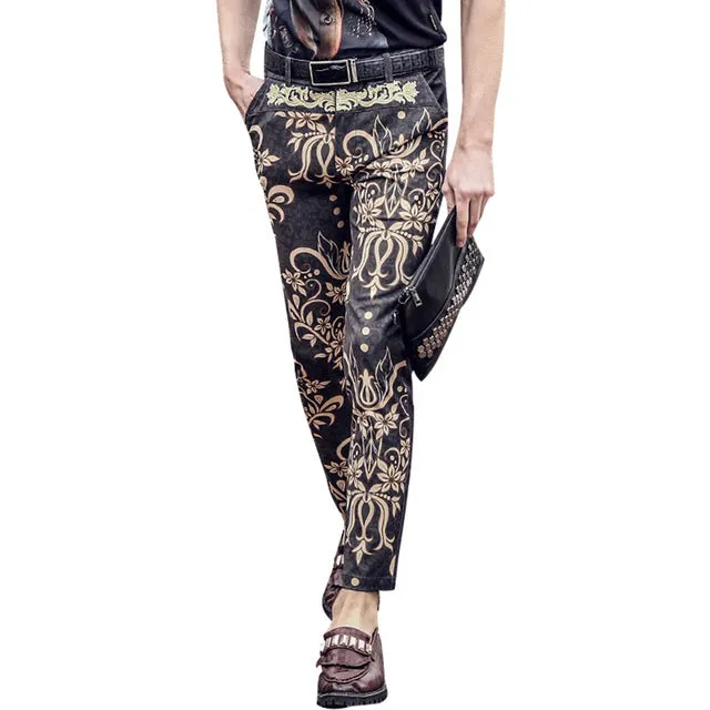FANZHUAN Featured Brands Clothing Summer  Men Ankle-Length Pants Hawaiian Pattern  Print Pants Men's Pencil Pants Flowers Pants