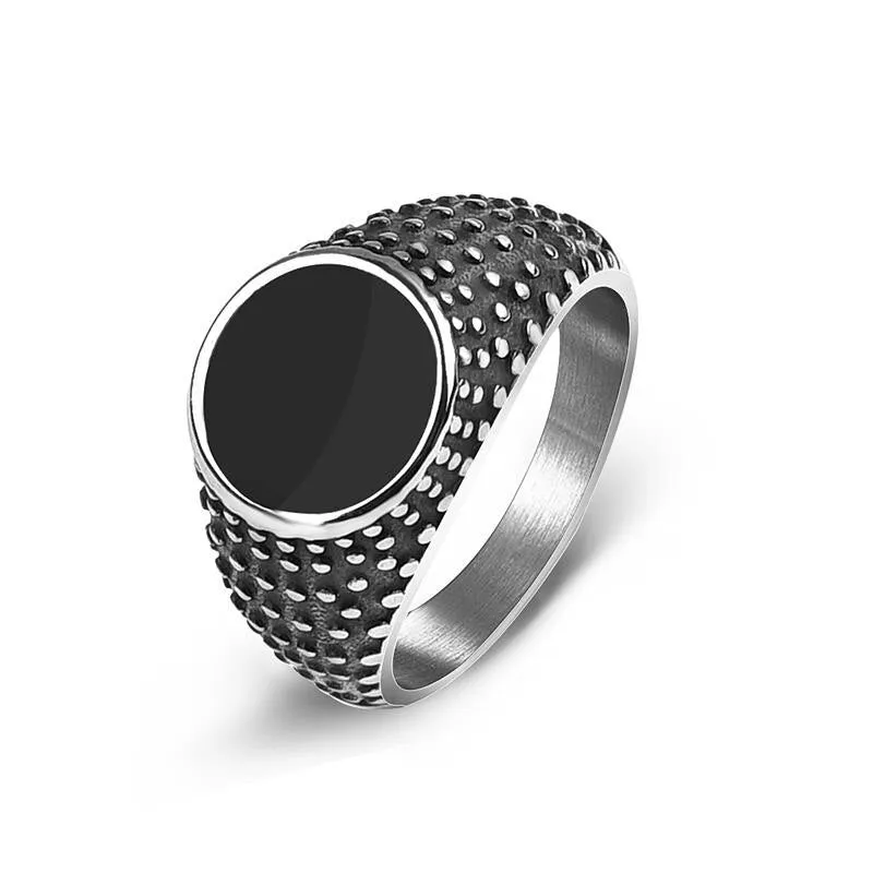 Fashion Men Ring Stainless Steel Simple Style Black Golden Silver Color Square Ring Charm Hiphop Male Jewelry Party Gift