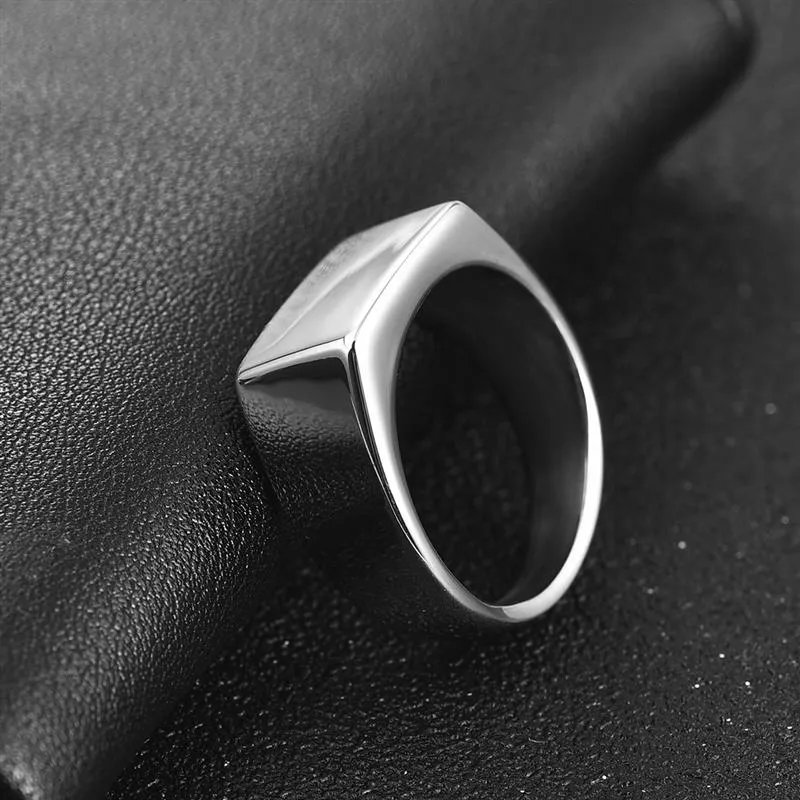 Fashion Men Ring Stainless Steel Simple Style Black Golden Silver Color Square Ring Charm Hiphop Male Jewelry Party Gift