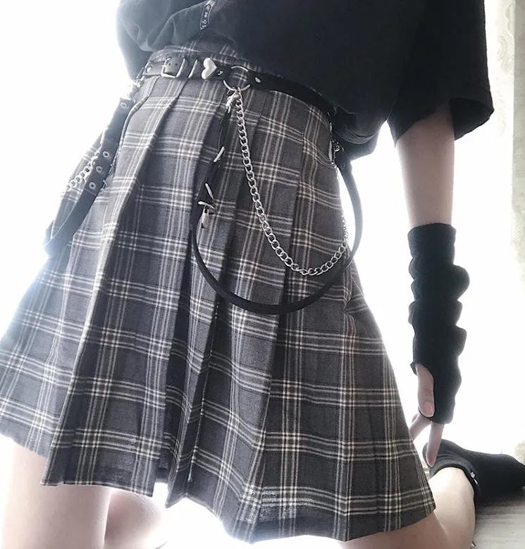 Faux Leather Garter Belt with Chain Hoops