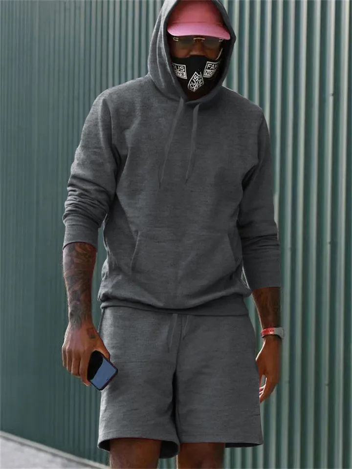 Fleece Casual Solid 2-piece Sports Suit for Men