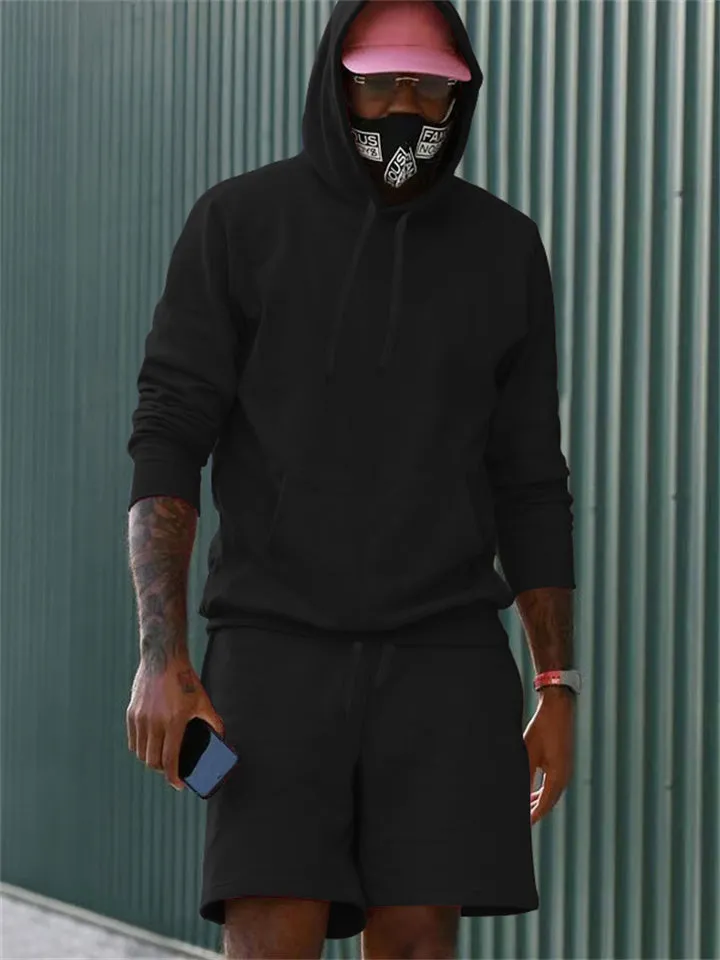 Fleece Casual Solid 2-piece Sports Suit for Men
