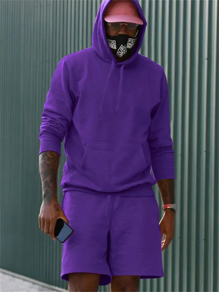 Fleece Casual Solid 2-piece Sports Suit for Men
