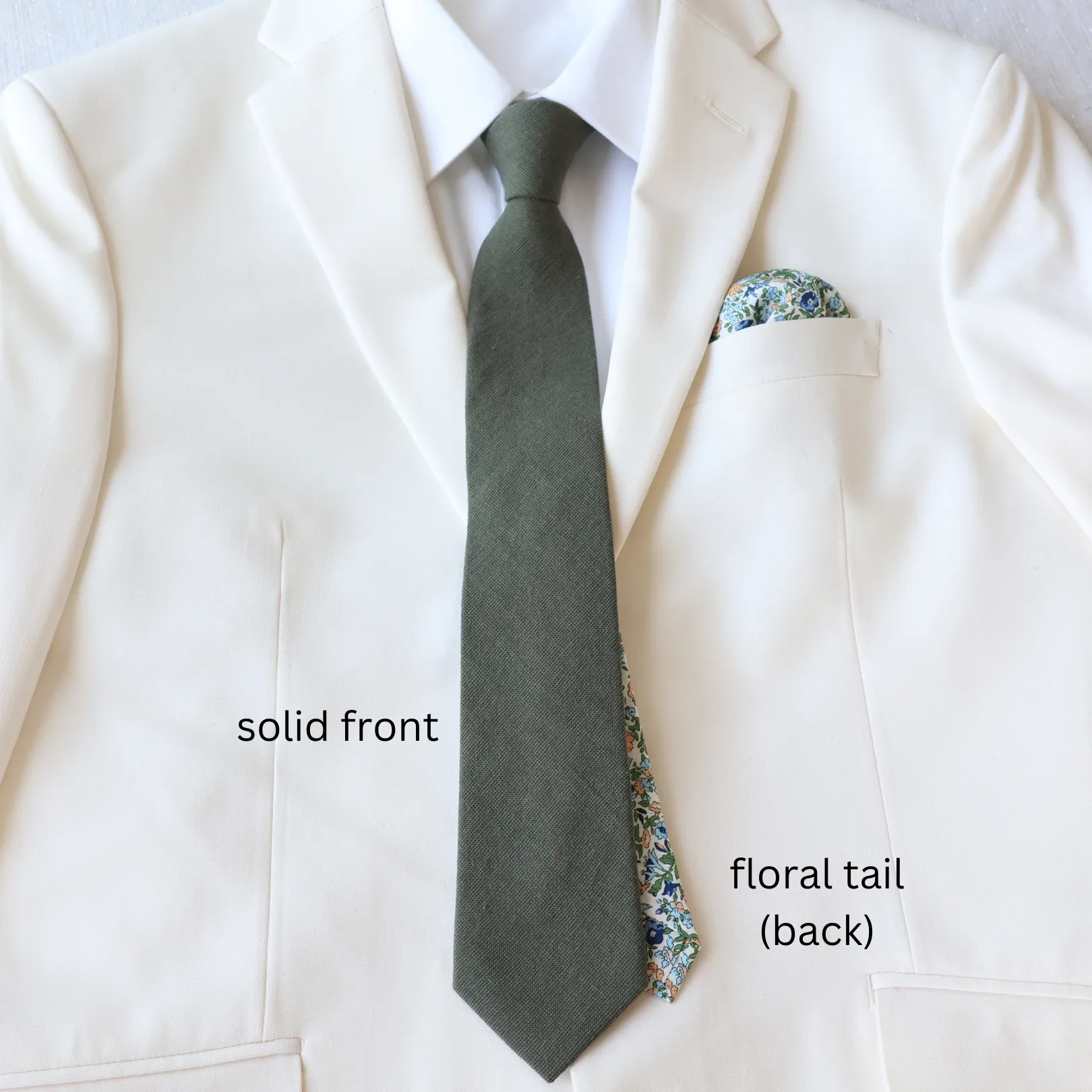Flynn Olive Green Solid & Floral Tie