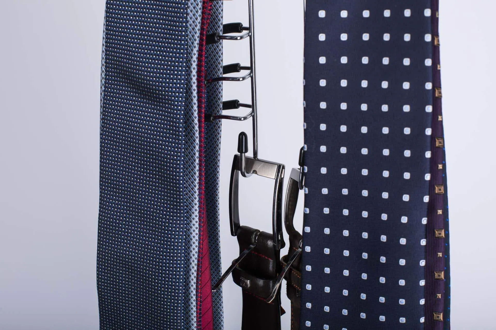 Frank Pressie 2 Pcs Pants Hangers Space Saving Clothes Organizer Skirts Stainless Steel Non Slip Black Rubber 4 Tier and Tie Hanger Hook Belt Rack Multi Layered Open Ended 24 Bar