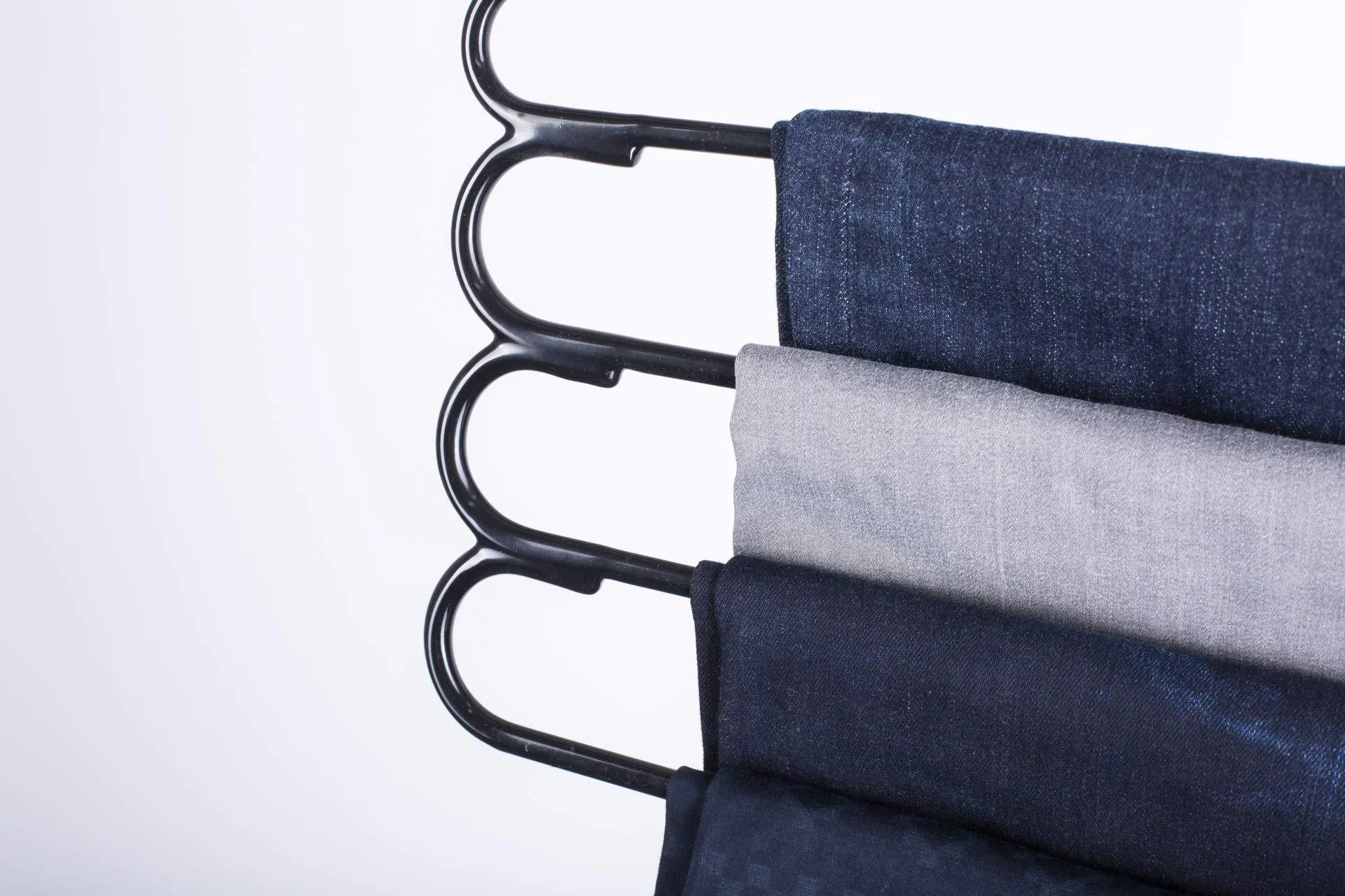 Frank Pressie 2 Pcs Pants Hangers Space Saving Clothes Organizer Skirts Stainless Steel Non Slip Black Rubber 4 Tier and Tie Hanger Hook Belt Rack Multi Layered Open Ended 24 Bar