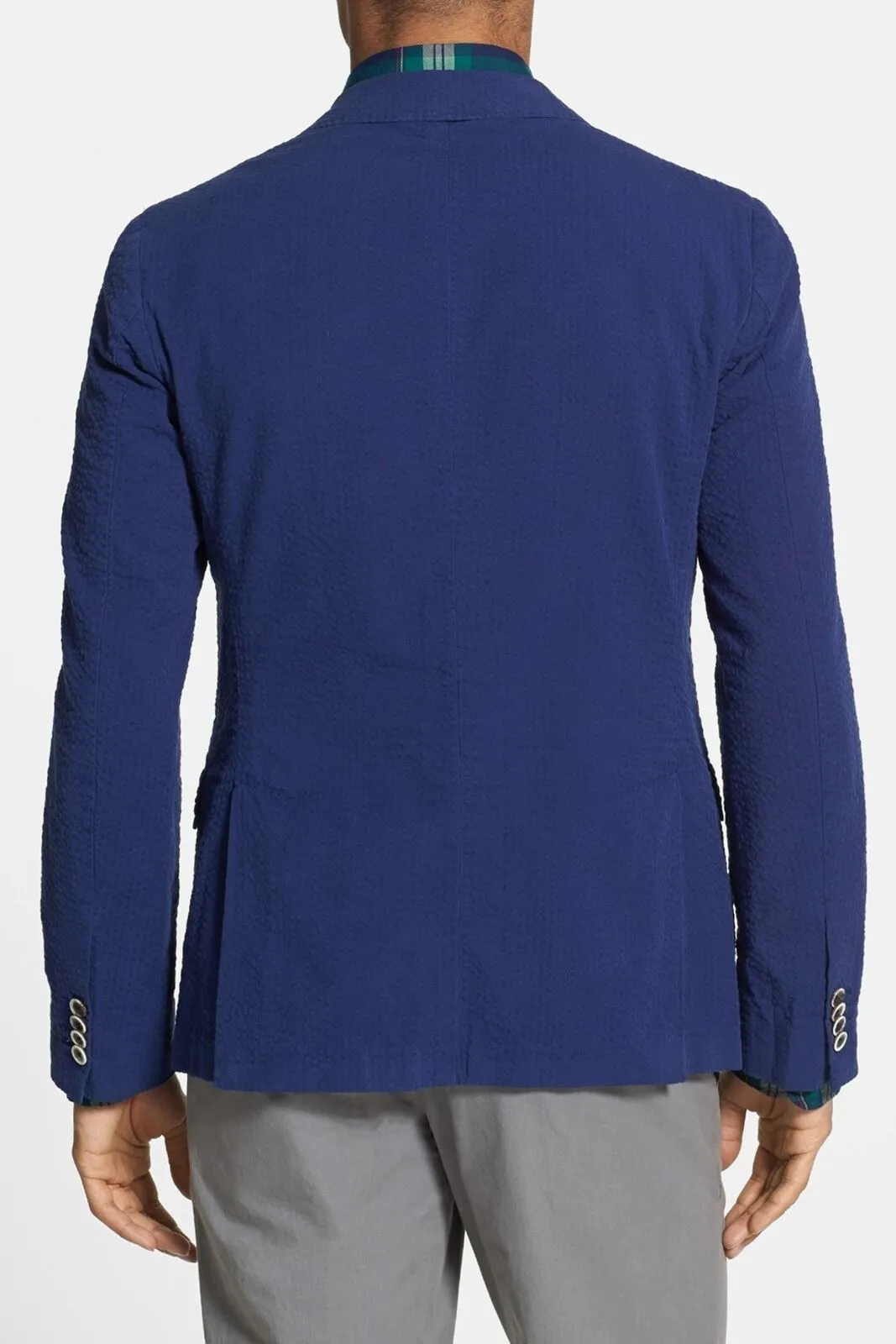 GANT P.N. Men's Military Blue Weekender Fit Seersucker Blazer Size 52 NWT