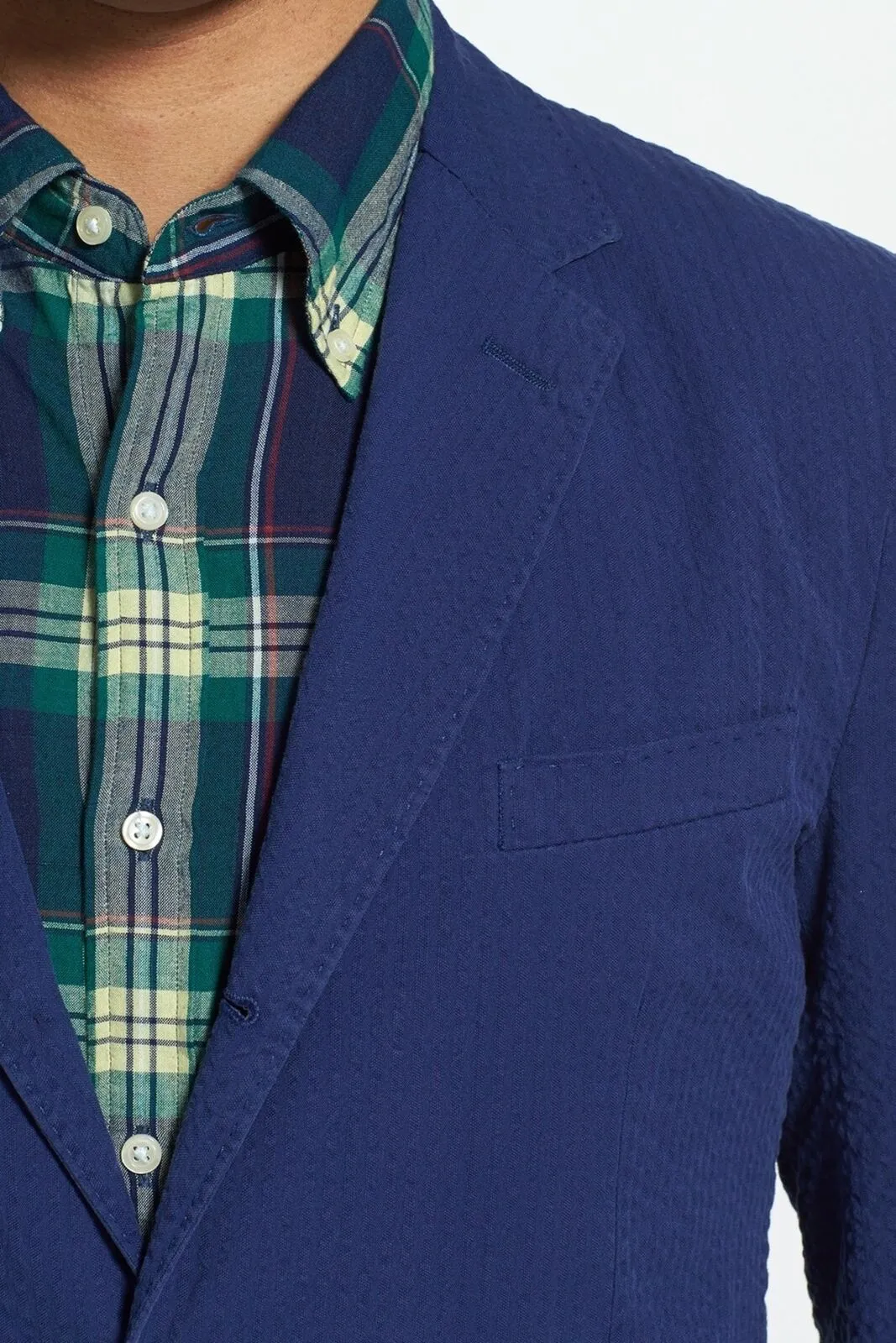 GANT P.N. Men's Military Blue Weekender Fit Seersucker Blazer Size 52 NWT