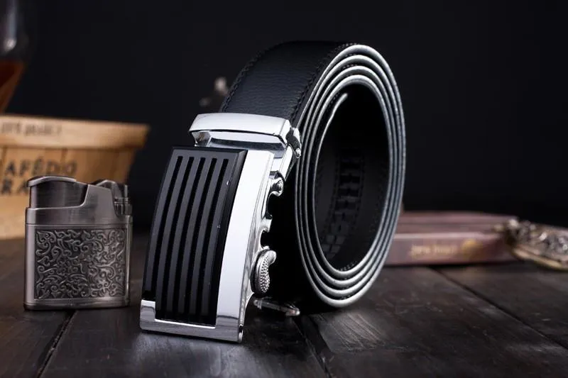 Genuine Leather Black/Silver Fashion Belt