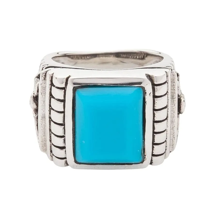 Genuine Turquoise Eagle Sterling Silver Men's Ring