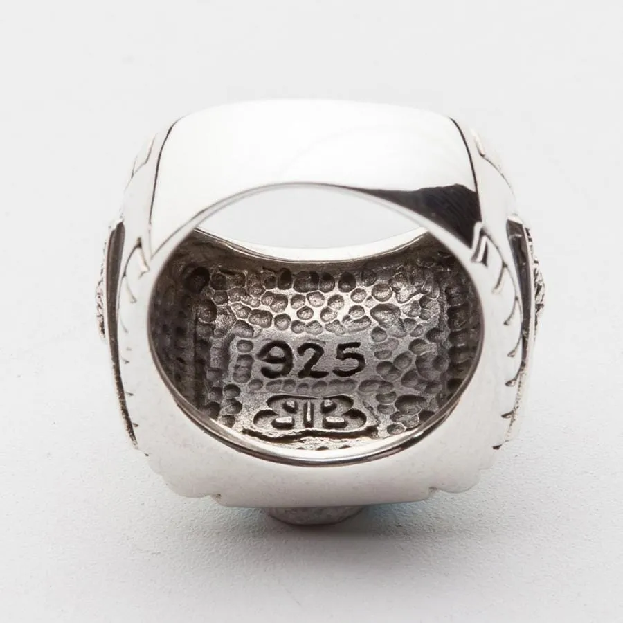 Genuine Turquoise Eagle Sterling Silver Men's Ring