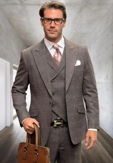 Glen Plaid Suit - Wool Suit - Tweed Suit - Plaid Suit - Vintage Looking Suit In 4 Colors