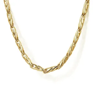 Gold Hollow Men's Contemporary Link Chain Necklace
