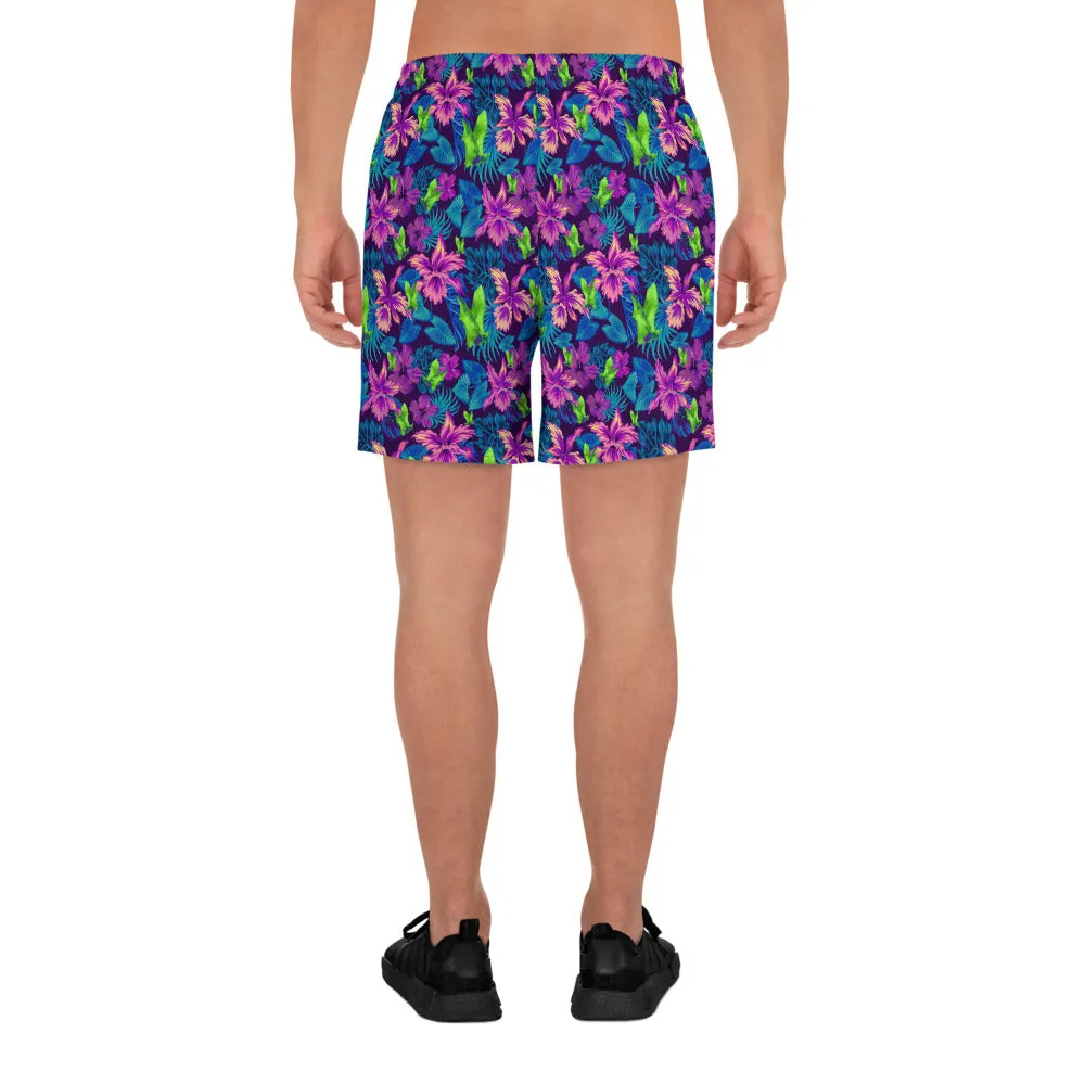Goth Hawaiian Bat Print Men's Athletic Long Shorts All Over Print