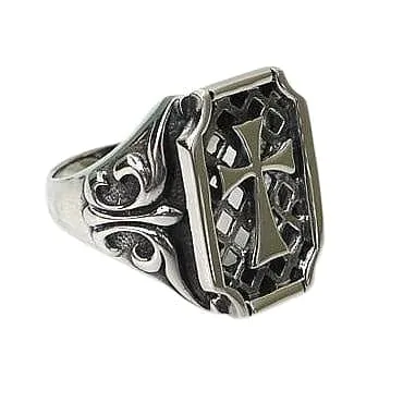 Gothic Cross Sterling Silver Men's Ring