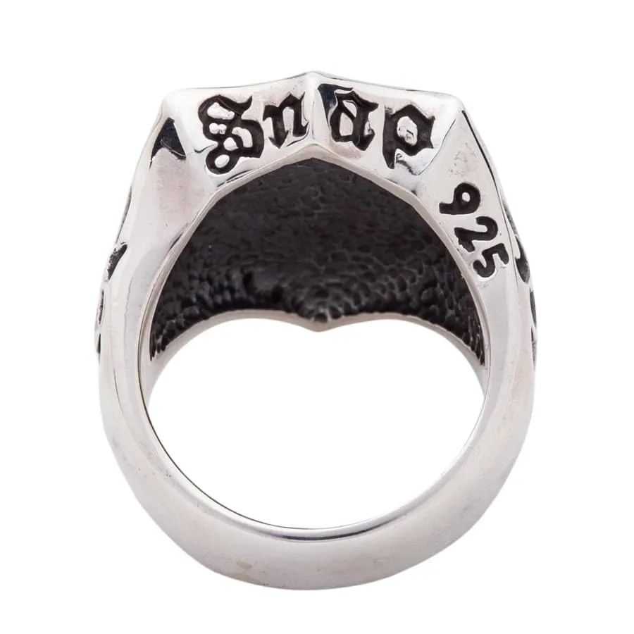 Gothic Fleur De Lis Sterling Silver Mens Ring