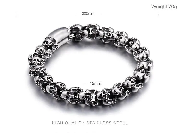 Gothic Punk Skull Bracelet for Men