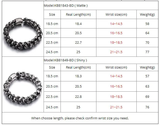 Gothic Punk Skull Bracelet for Men