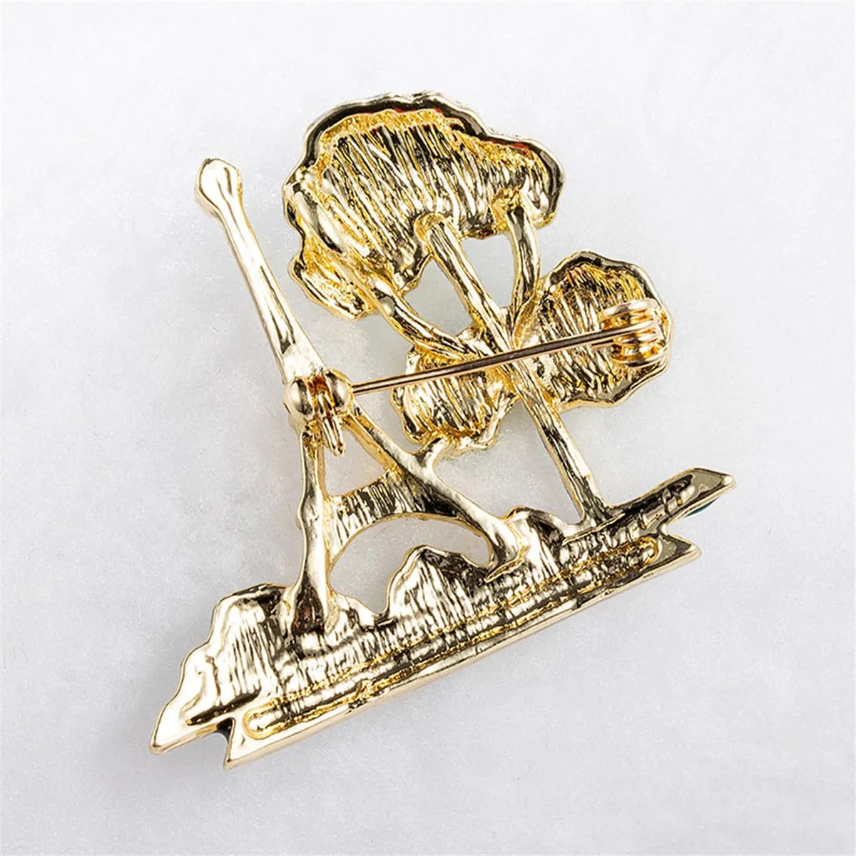 Green Cubic Zirconia & 18K Gold-Plated Eiffel Tower Brooch