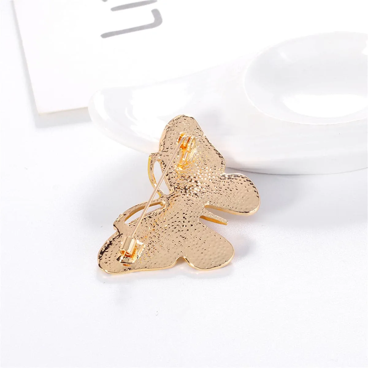 Green Enamel & 18K Gold-Plated Botany Butterfly Brooch