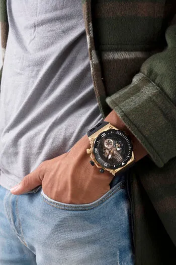 Guess Gents Exposure Gold & Black Watch