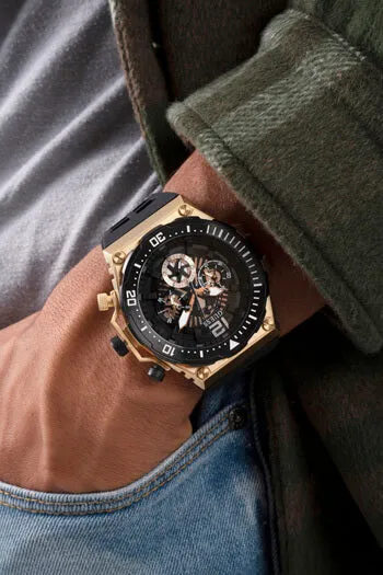 Guess Gents Exposure Gold & Black Watch