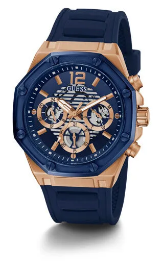 Guess Gents Momentum Rose Gold & Blue Watch